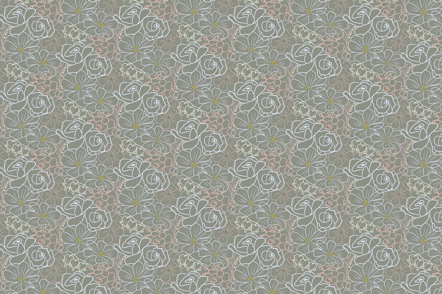 Floral Wallpaper Tight Blomster