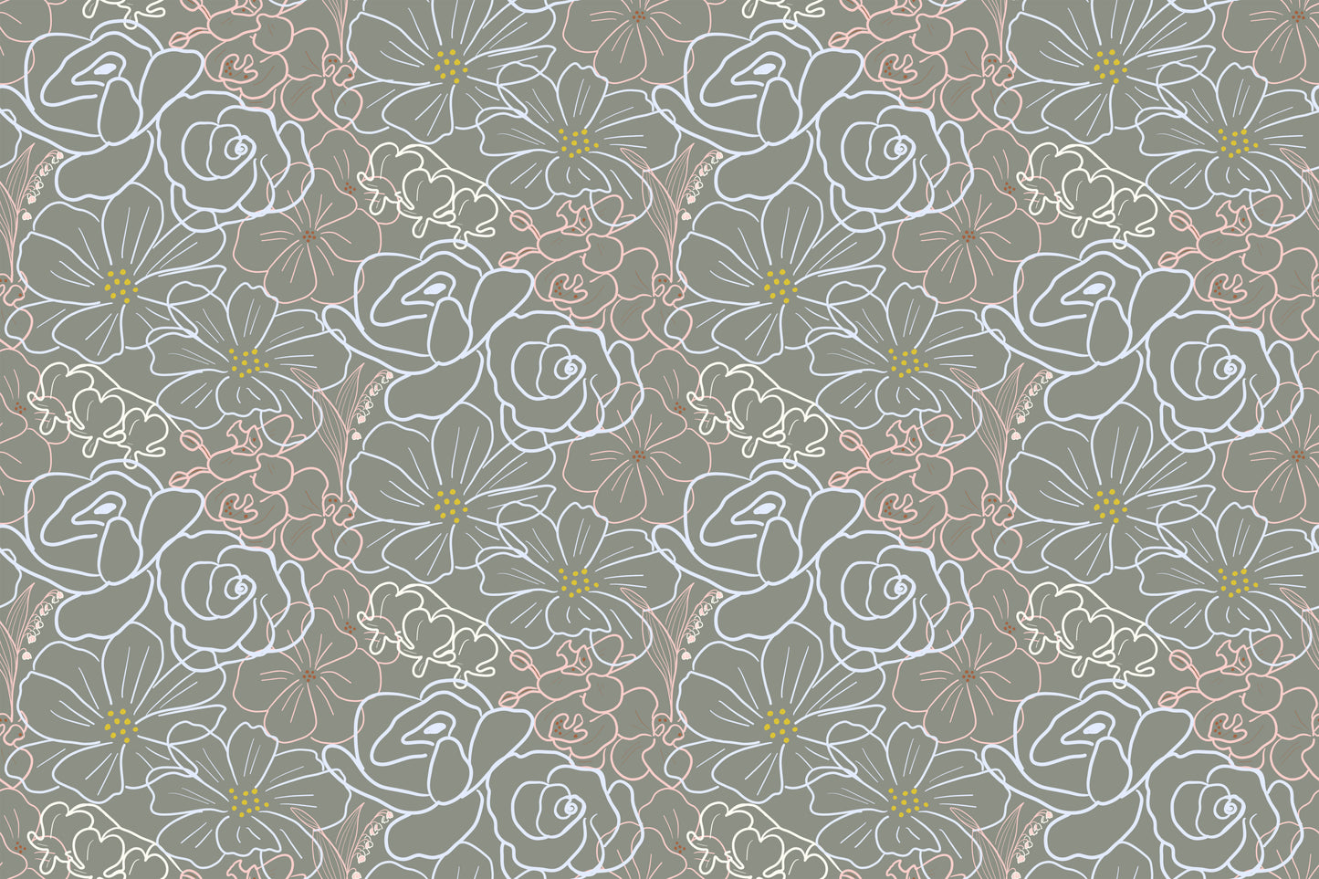 Floral Wallpaper Tight Blomster